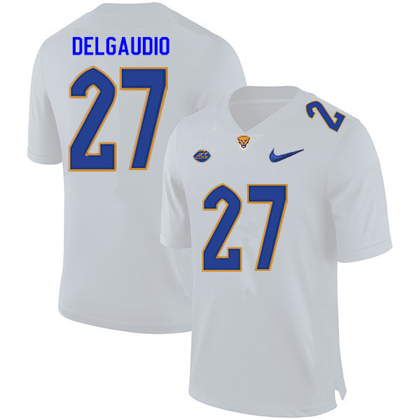 Men #27 Luke DelGaudio Pitt Panthers College Football Jerseys Sale-White